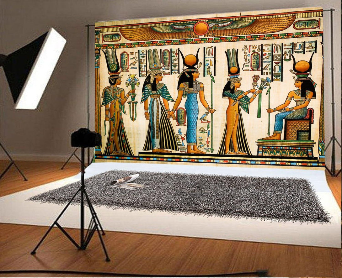 5X3Ft Gods of Egypt Backdrop for Photography Egyptian Decor Ancient Egyptian Mythology Sphinx Egypt Parchment Hieroglyphic Photo Background for Travel Vacation Photoshoot Studio Props